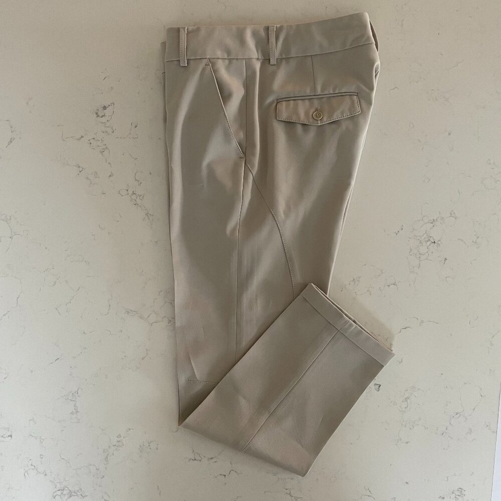Sandra Angelozzi Tailored Neutral Poly Blend Cuffed Pants Cream/Lt. Tan Sz 36